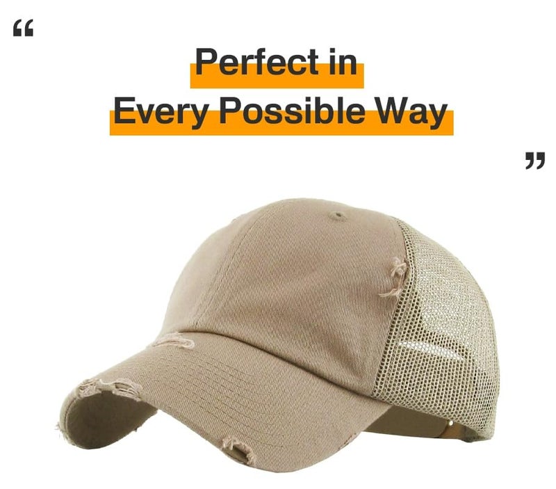 KBETHOS KBE-VM KHK Vintage Washed Cotton Baseball Cap, Khaki - Image 4